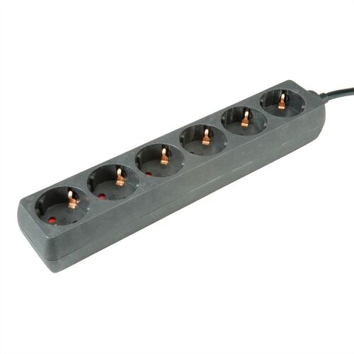 Regleta 6 Tomas , Max 3600 w. , negra, 1,5m ROLINE
