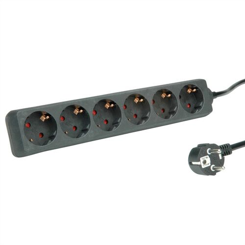 Regleta 6 Tomas , Max 3600 w. , negra, 1,5m ROLINE