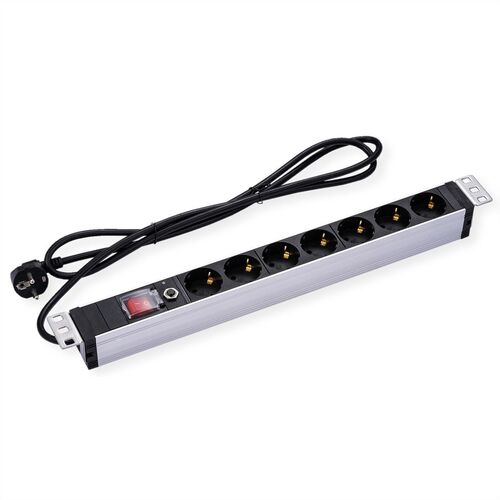 Regleta  19 1UH, PDU 7 - way Socket, 45º with overload protector, 2m  Value
