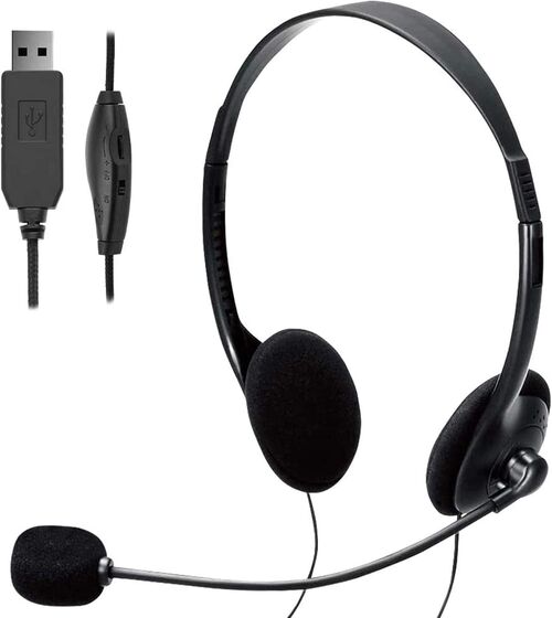 Auriculares USB, auriculares para PC con micrófono, cancelación de ruido y control de volumen, para chat por ordenador, para Skype, webinar, oficina...