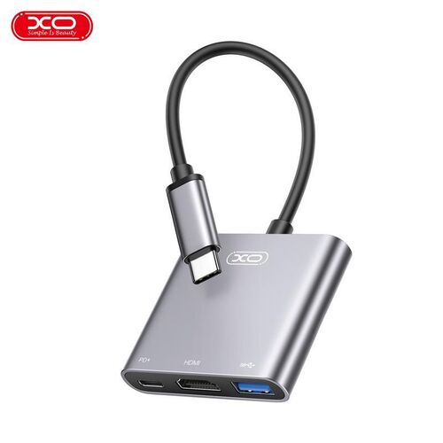 Convertidor  USB 3.1 Tipo C  a  HDMI, Tipo C (100 W)Y USB A Tipo C , 4K, - Plata