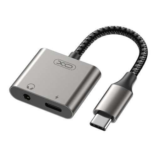 Convertidor USB Tipo C a audio 3,5 mm + carga Tipo C