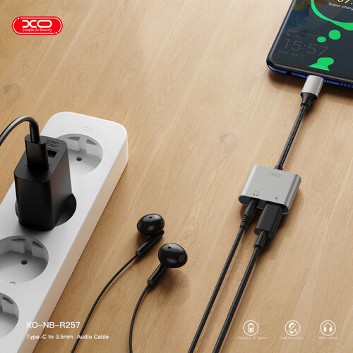 Convertidor USB Tipo C a audio 3,5 mm + carga Tipo C