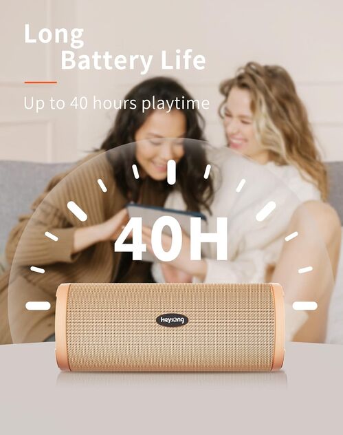 Altavoz Bluetooth Potente Portatil con Luz LED de Color Hay Volumen Alto y Graves Potentes, Impermeable IPX7, Sonido Stereo 360°, 40 Horas de Reproducción, Apoya AUX, SD - Amarillo