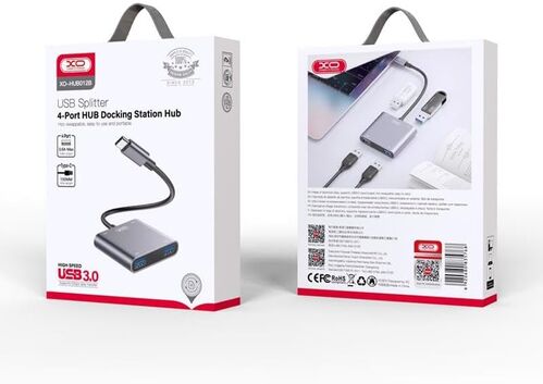 HUB USB 3.0 TIPO C , 4 PUERTOS TIPO A CARCASA METALICA