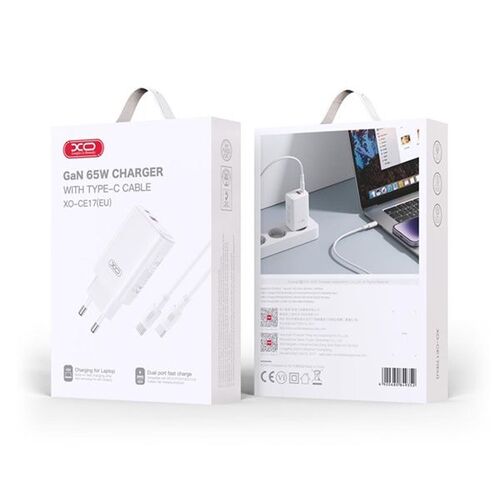Cargador dual 65W para móvil y portátil USB-C USB-A